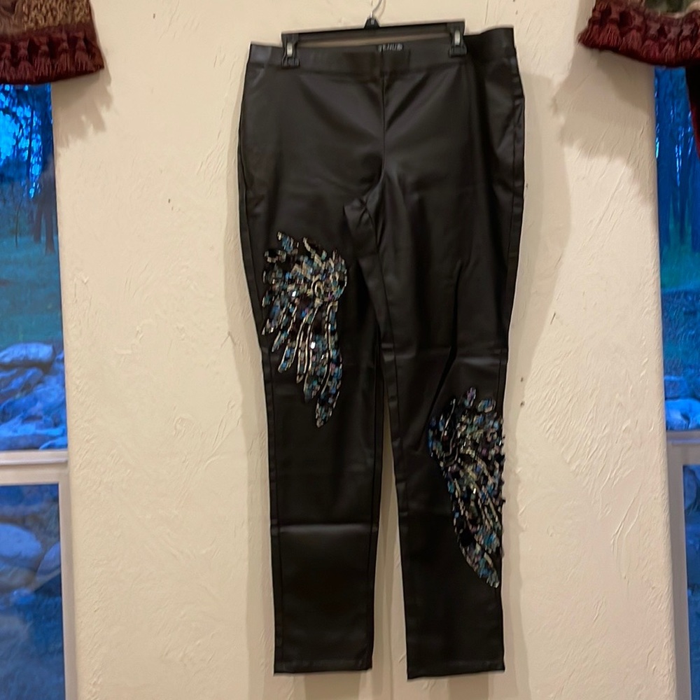 Venus Faux Leather leggings with sequin design on each leg.